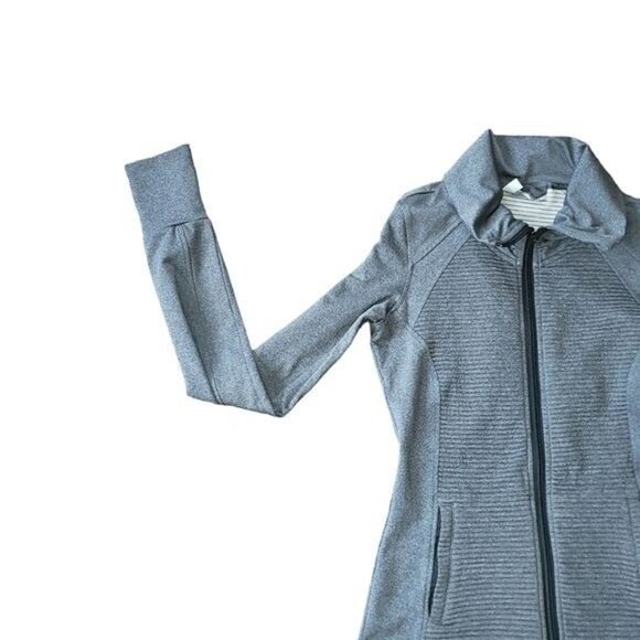 Athleta Women's Size XXS Grey Zip-Up Jacket Pockets Thumb Holes GUC - Picture 4 of 10